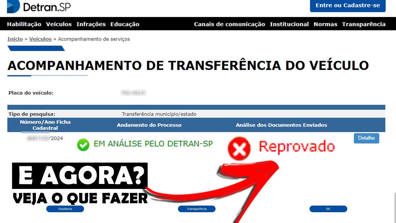 TRANSFERÊNCIA REPROVADA PELO DETRAN - COMO FAZER O ENVIO DA DOCUMENTAÇÃO