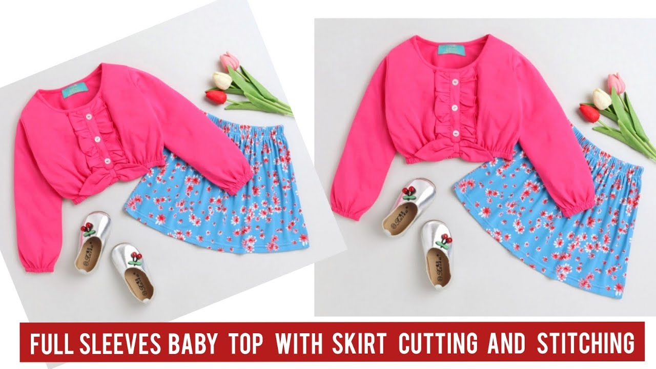Full Sleeves Baby Top With Skirt Cutting and Stitching/4-5 Year Old Baby Dress Cutting and Stitching