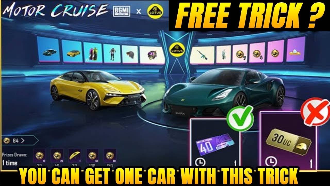 🔥 33 FREE Motor Cruise Vouchers in BGMI | Get Car Spin at Half Price UC 🚗💎 Free Car Unlock Trick