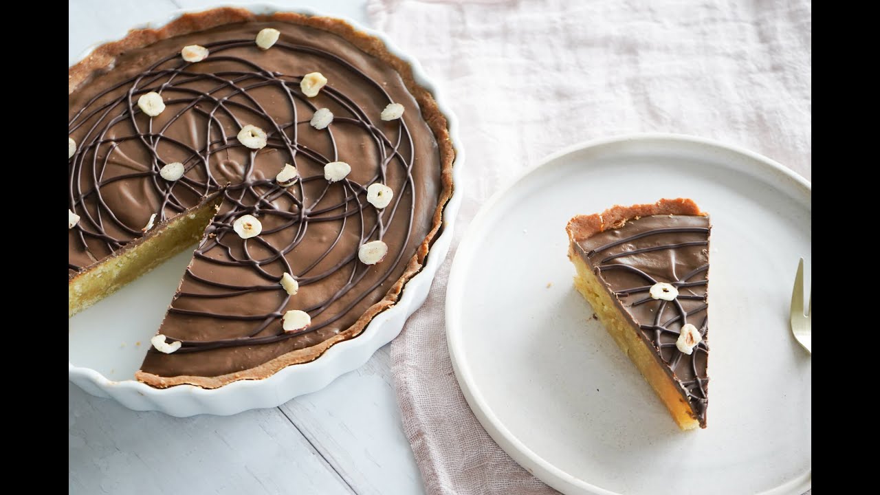 Nougattærte - Lækker Tærte Med Mørdej, Mazarin Og Nougat