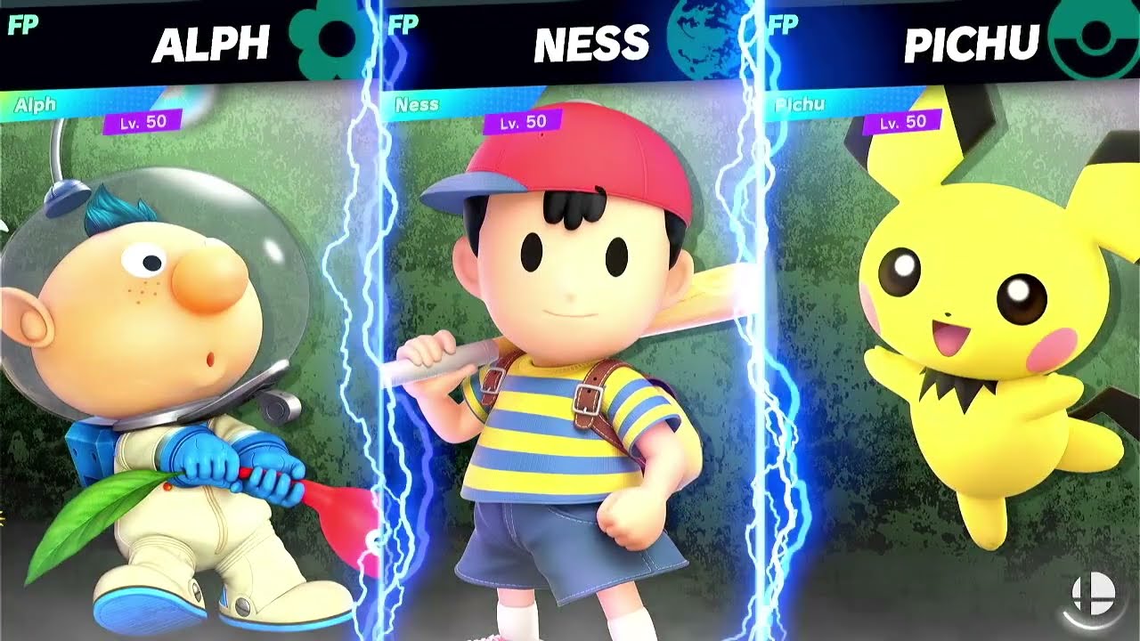 Super Smash Bros Ultimate Amiibo Fights Request Alph vs Ness vs Pichu