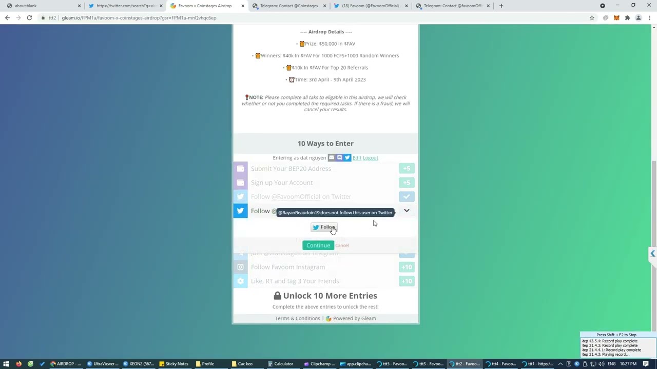 Gleam - Favoom x Coinstages Airdrop