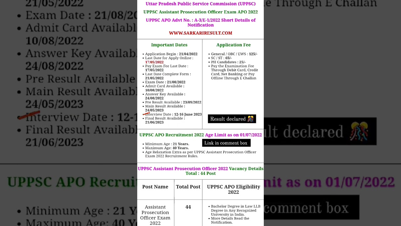 UPPSC Assistant Prosecution Officer Exam APO result declared 2022|UPPSC Assistant result aagya 🎊