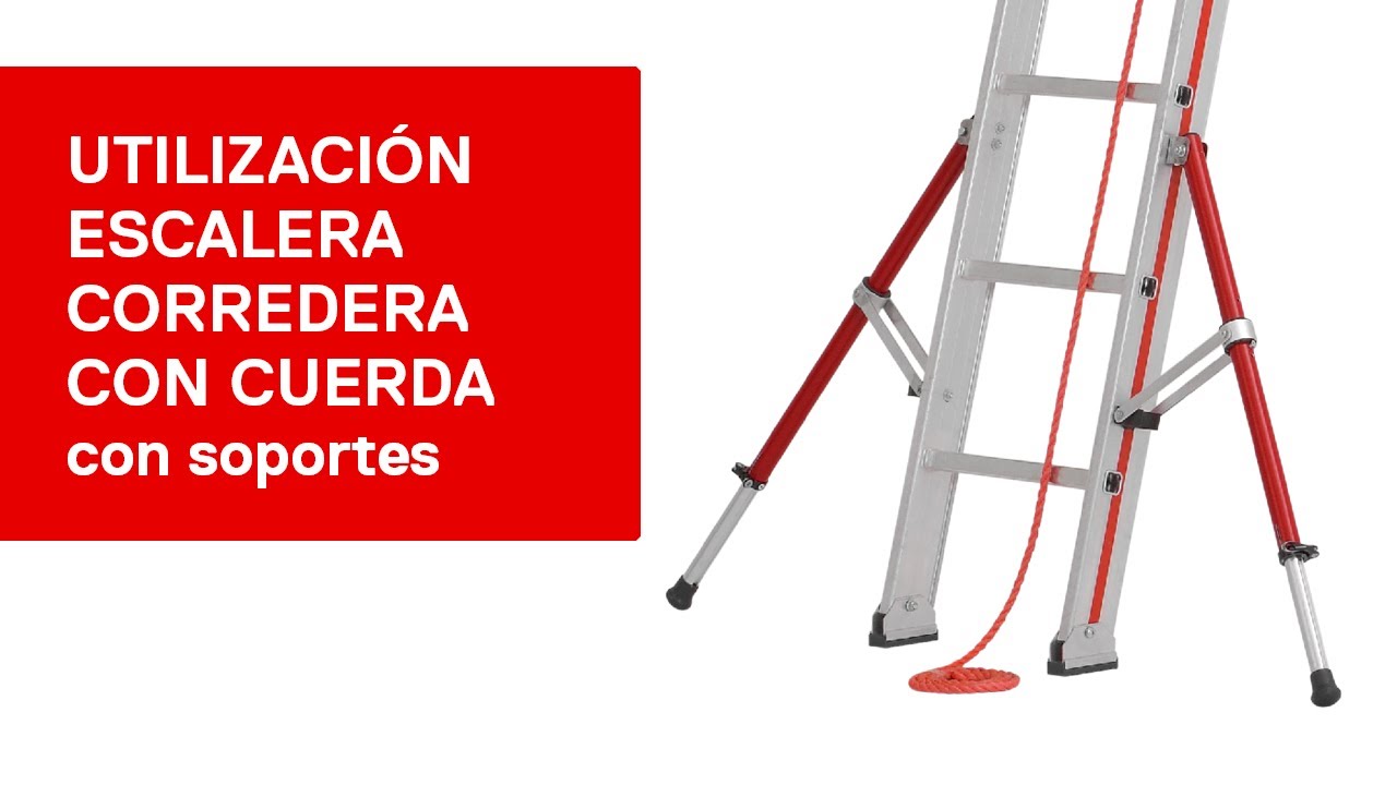 ES | Utilización de una escalera corredera con cuerda con soportes plegables