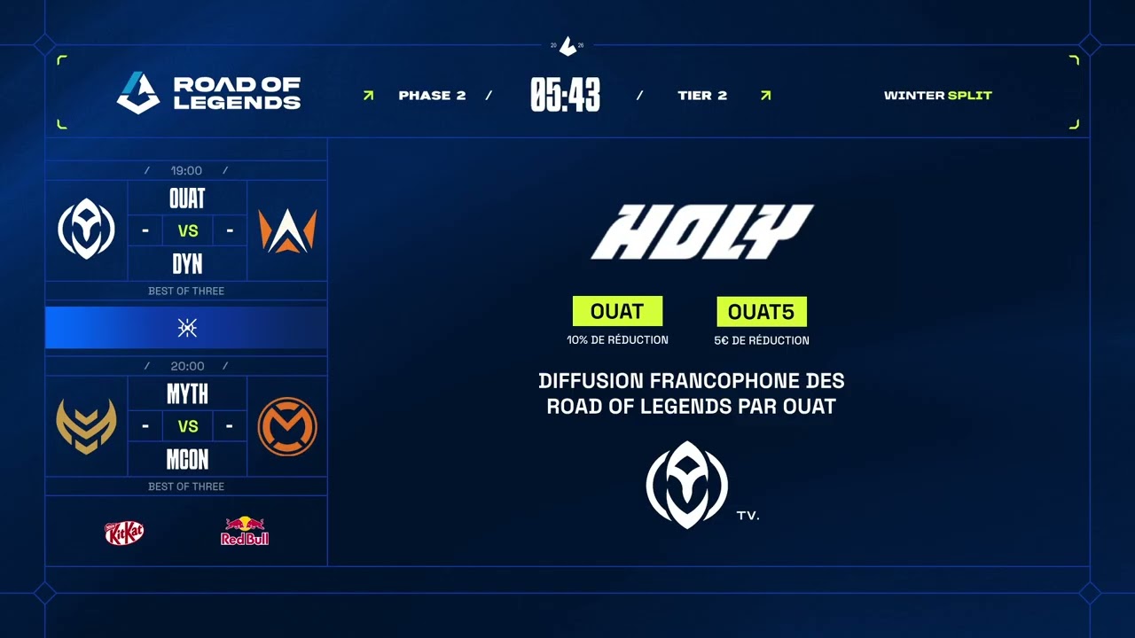 Road Of Legends - Winter Split Tier 2 : OUAT vs DYN | MCON vs MYTH !discord !holy
