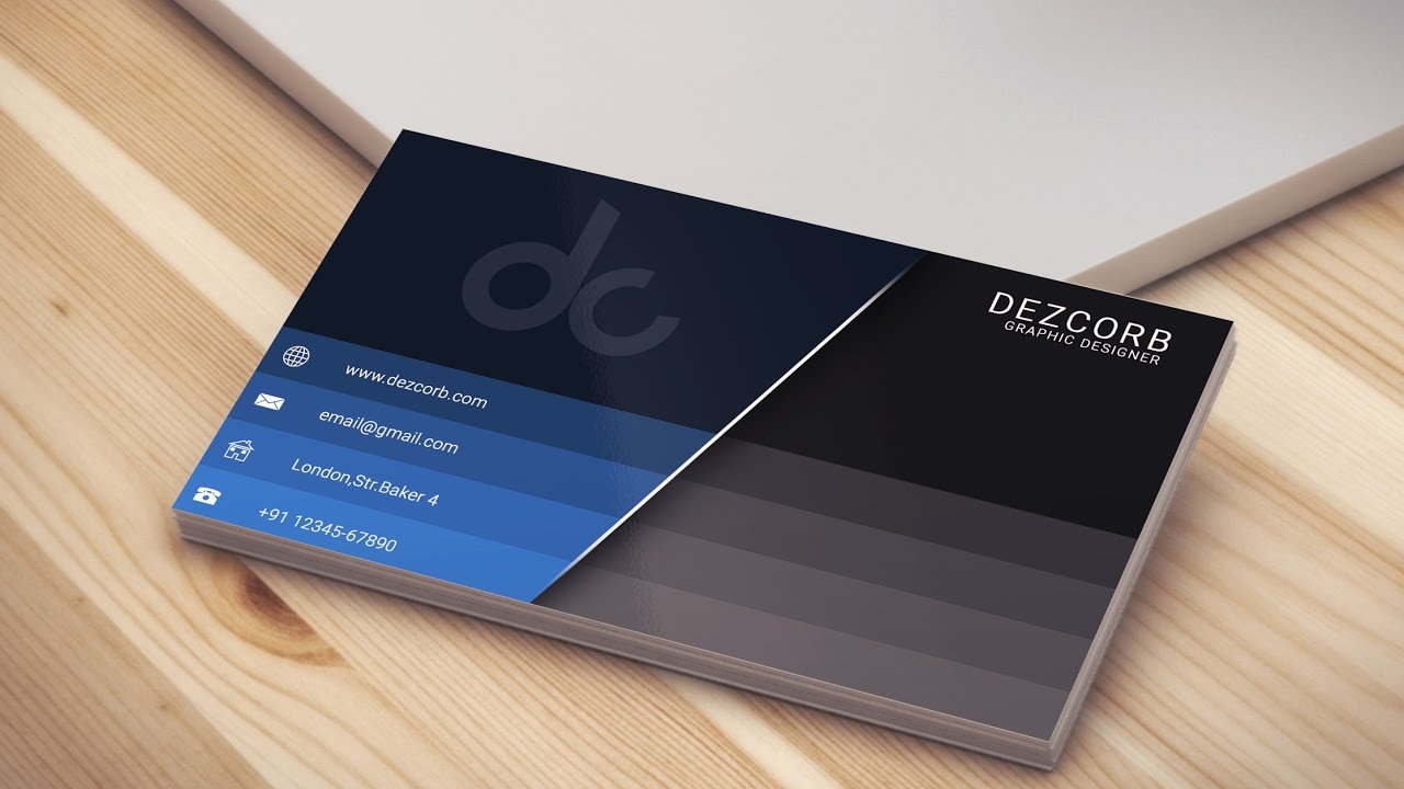 Business card design in photoshop cs6 | Back | Blue Stripes