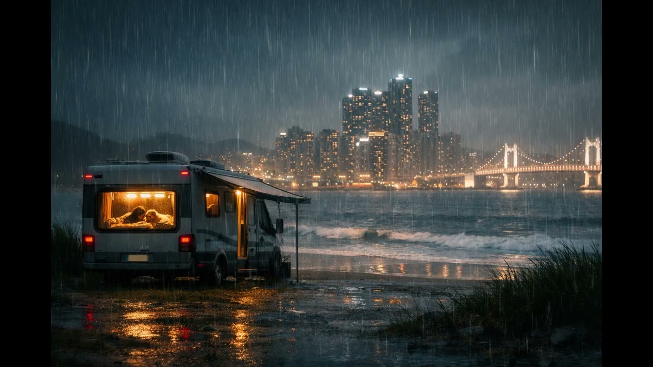 Car Rain Sounds for Sleep | 차 안 빗소리 | 부산 해운대 입니다