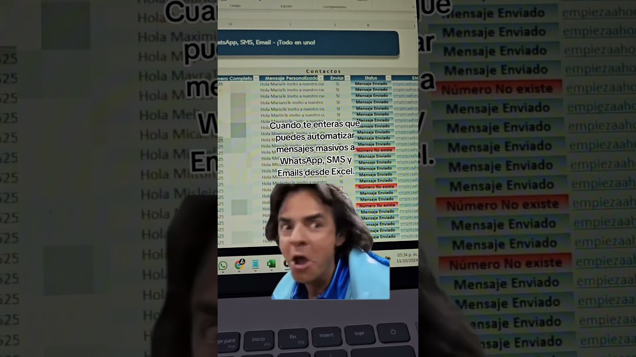 Cuando te enteras que puedes enviar mensajes masivos desde Excel. ##excel #whatsapp #shorts