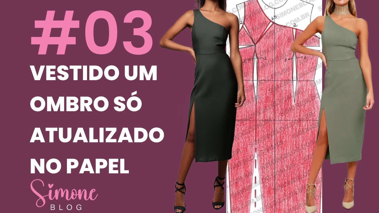 Molde vestido um ombro só no papel #atualizado #costura #modelagem