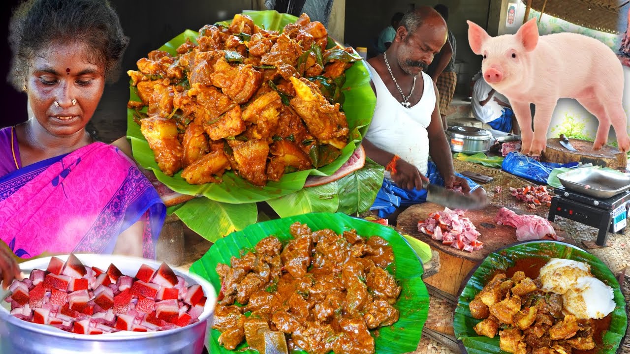 PORK FRY VILLAGE STYLE COOKING | TASTY PORK RECIPE | கிராமத்து பன்றிகறி வறுவல் | PORK CURRY - MEIPIX