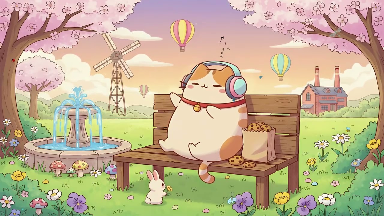 Whiskers' Spring Lofi Garden 🌸 Lofi Relaxing Music 🐱 Gentle Lofi Beats for Study & Peaceful Vibes