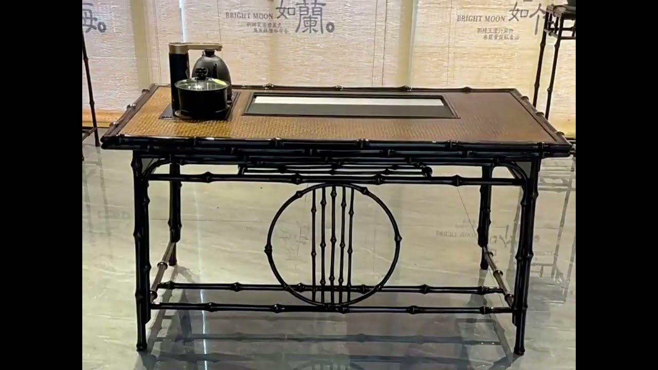 Qiongzhu Bamboo Tea Table with Water Drawer Set