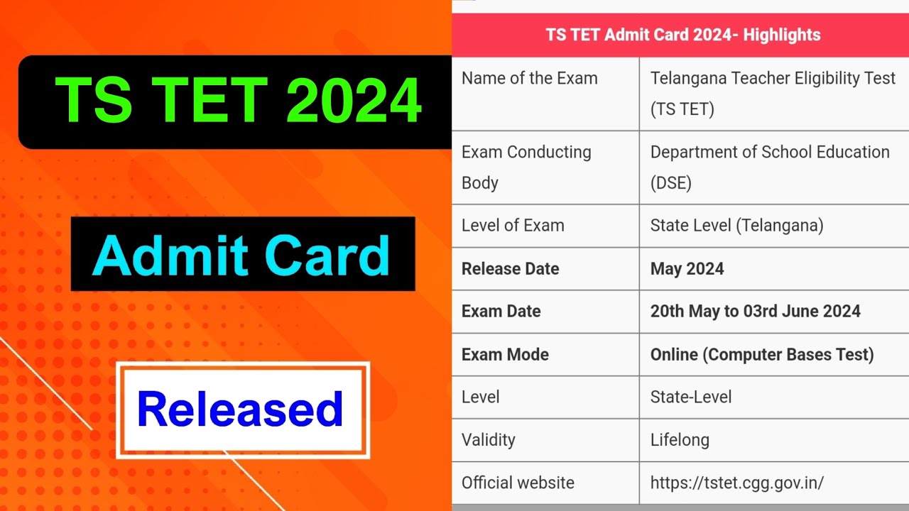 TS TET 2024 Admit Card Released | TS TET 2024 Admit Card Declared by MDE