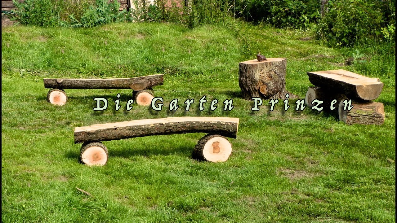 Gartenbank aus Baumstamm sägen, Baumstammbank