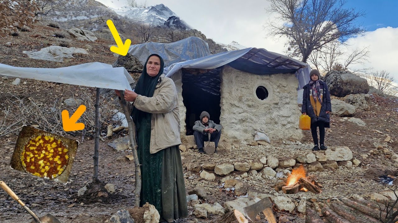 Hard life and survival in the mountains | Building a firewood storage and cooking in a hut 🗻🔥
