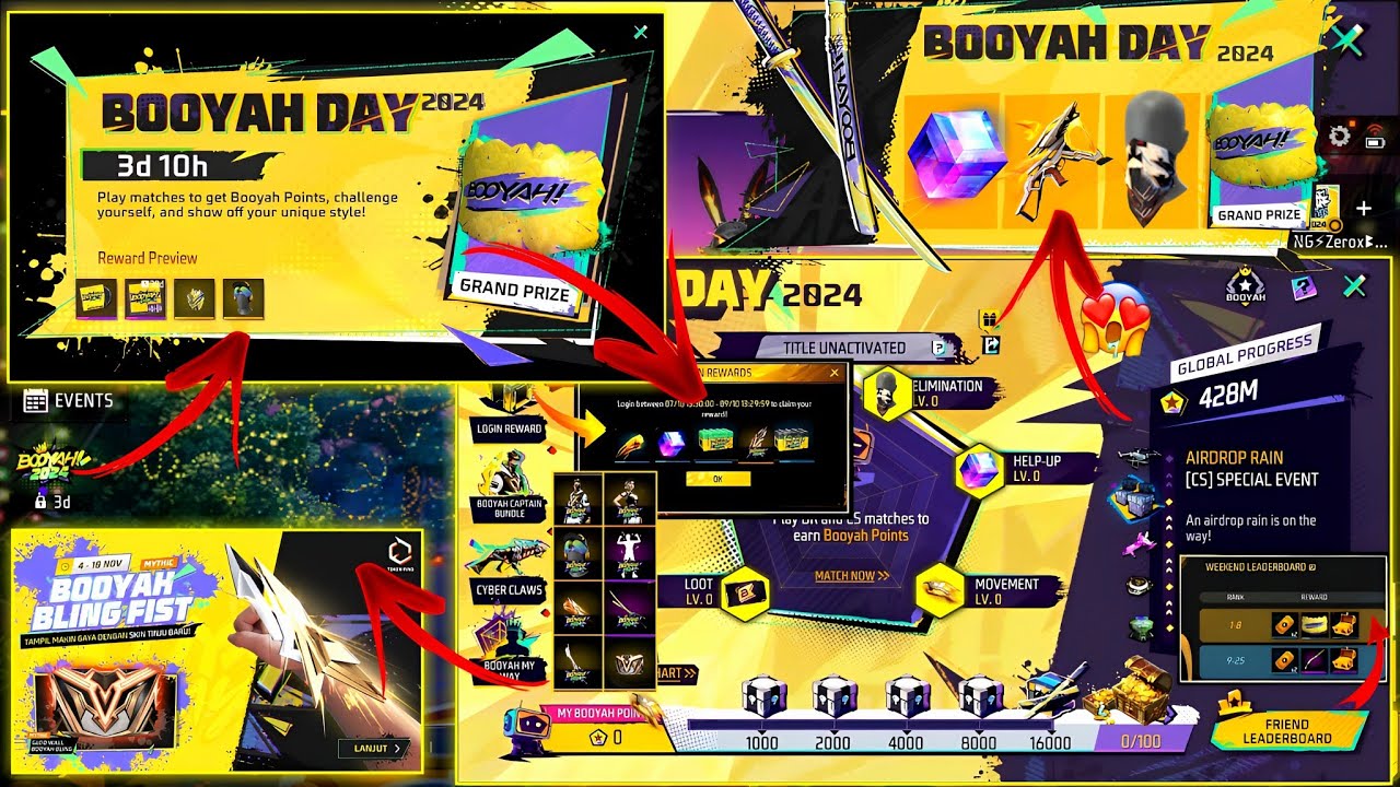 Booyah Day Event Free Fire 2024🥳🤯 | Free Fire New Event | Ff New Event Today | Upcoming New Event Ff