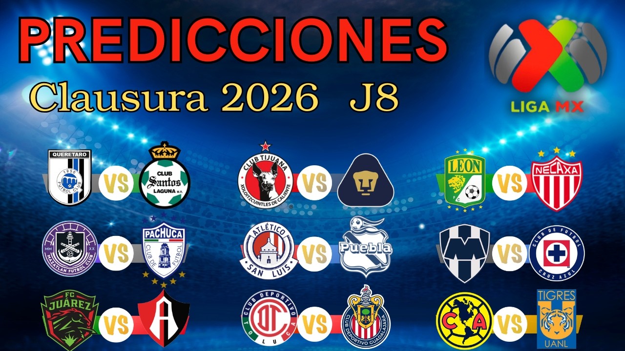 PREDICCIONES para la JORNADA 8 de la LIGA MX| Clausura 2026 - Horarios y dónde VER en VIVO
