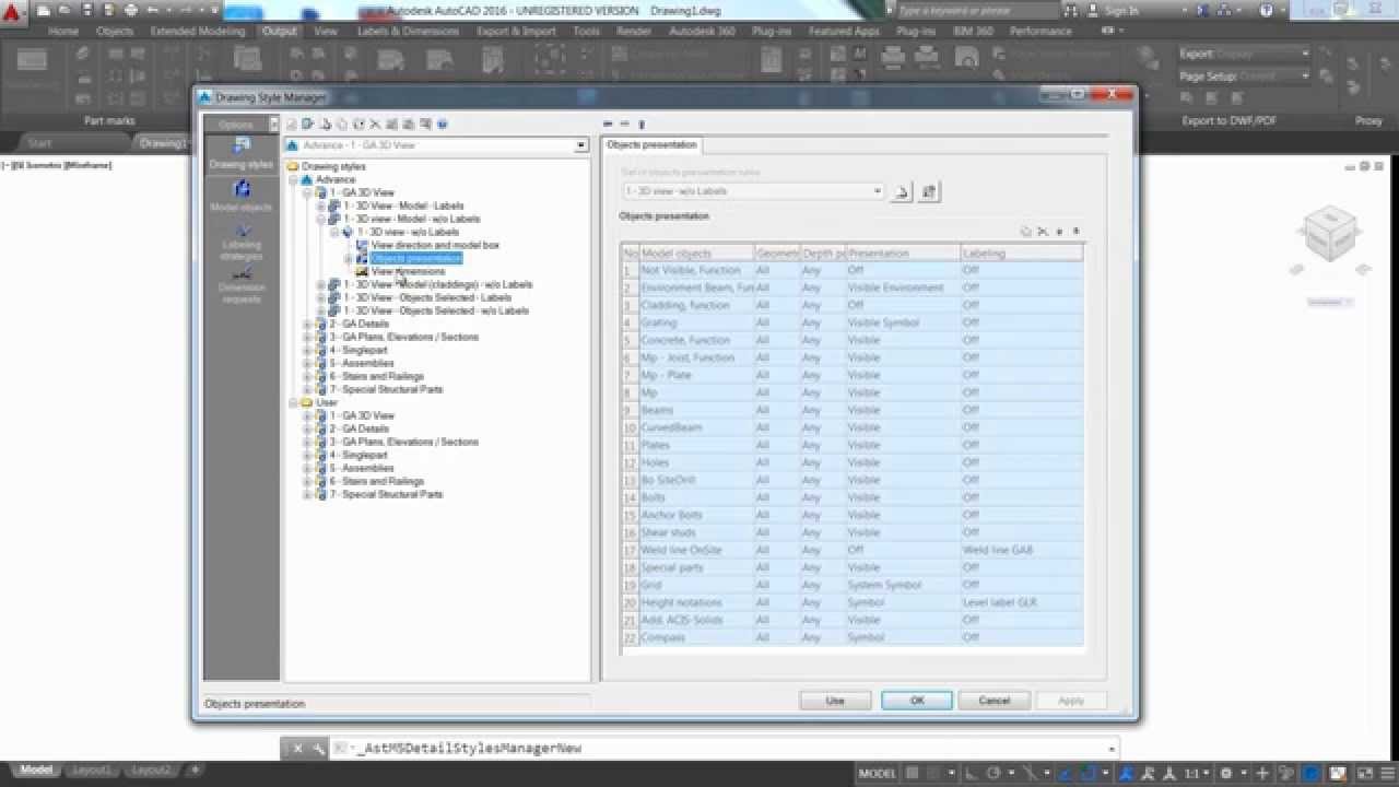 Advance Steel - 1 Brief introduction to the Drawing Style Manager