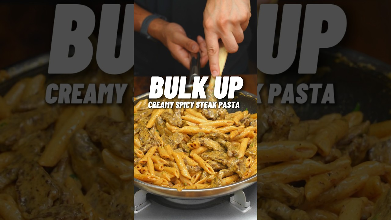 EASIEST Bulking Meal Prep! Creamy Spicy Steak Pasta!🔥🥩 OVER 1000 calories, 61g Protein #bulking