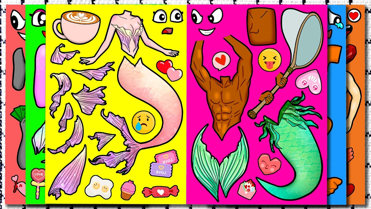 Mermaid Ballerina Cappuccina’s Love Triangle – Italian Brainrot | Sticker Book ASMR