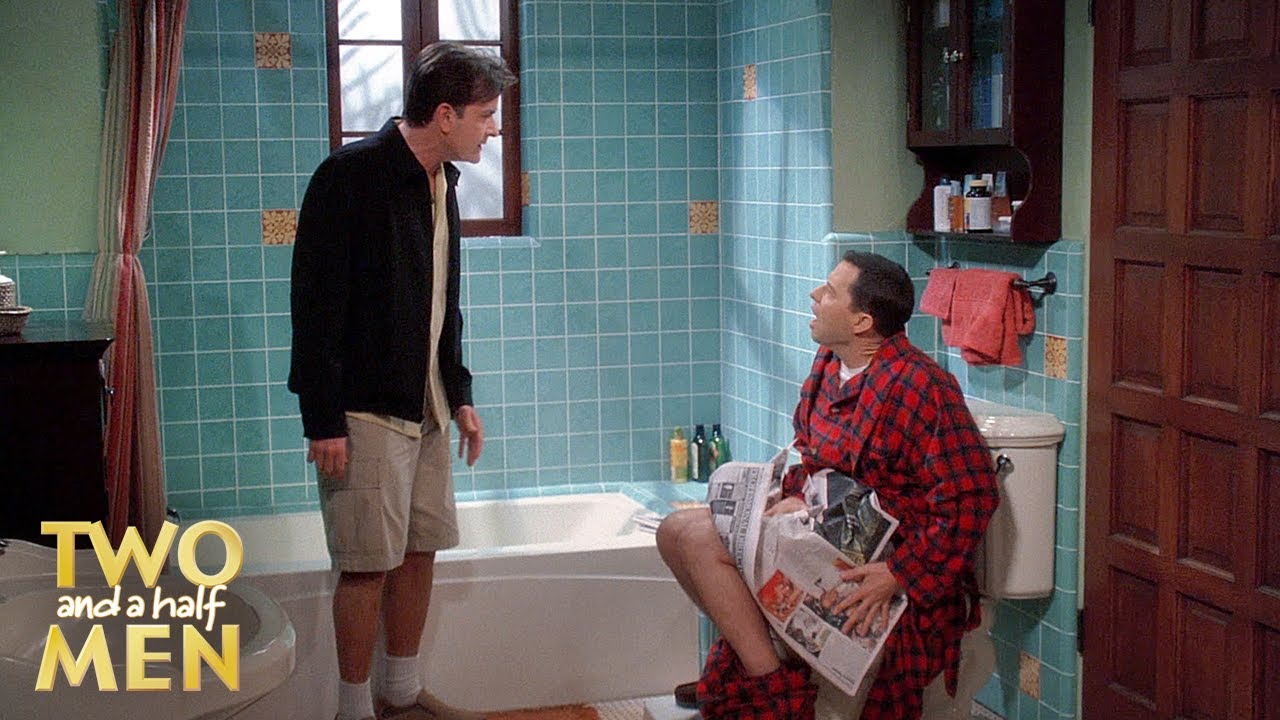 Charlie Barges in on Alan Pooping | Two and a Half Men