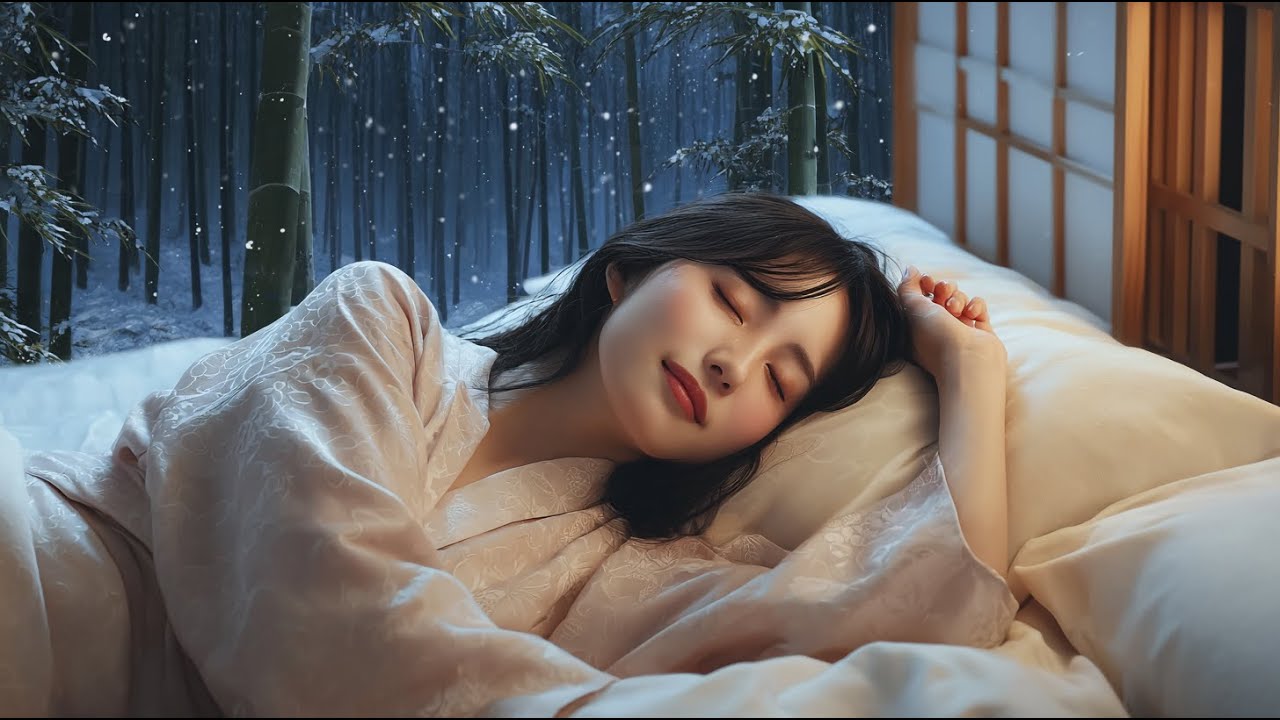 Midnight in Snowy Bamboo Forest｜Healing Sleep Music & Nature Sounds