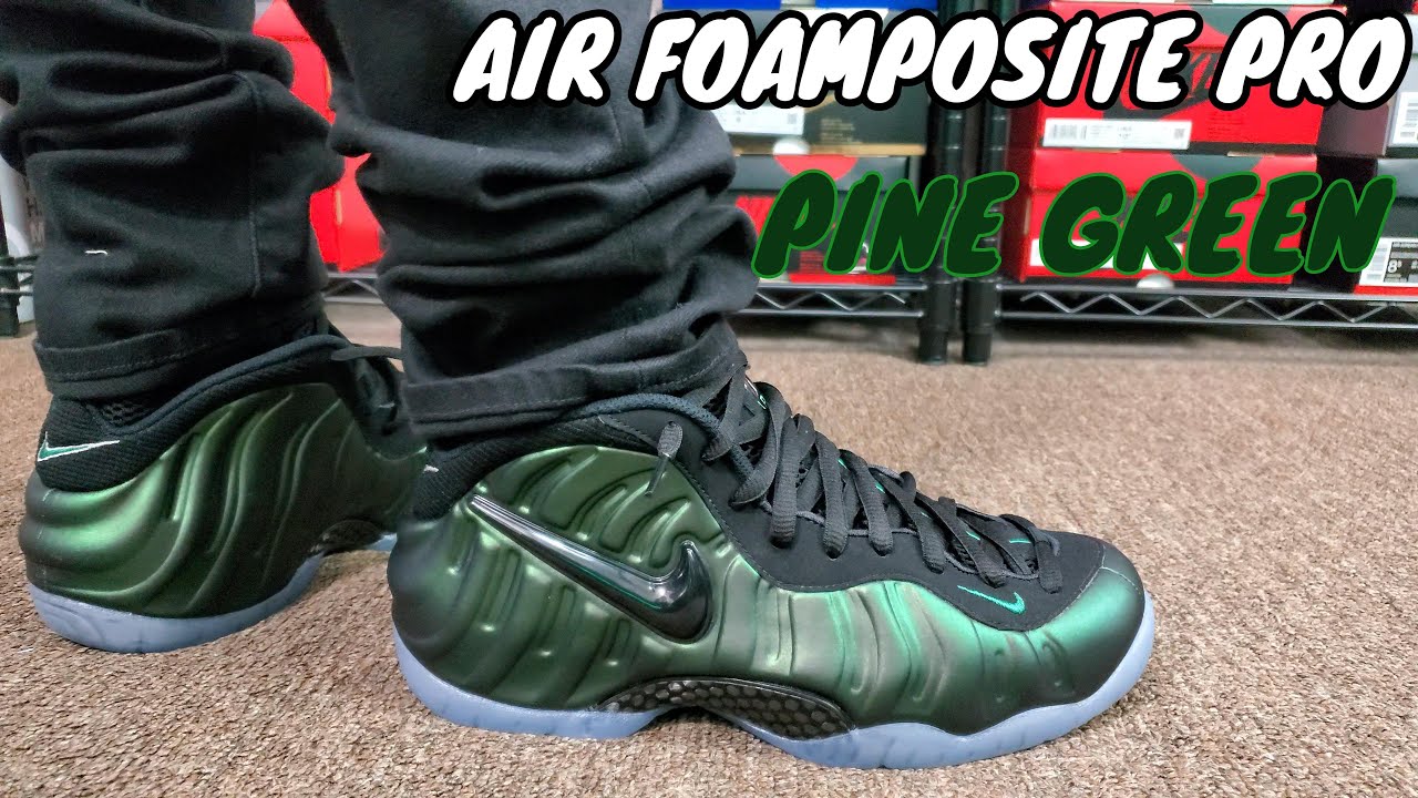 Обзор и демонстрация кроссовок AIR FOAMPOSITE PRO PINE GREEN на ногах