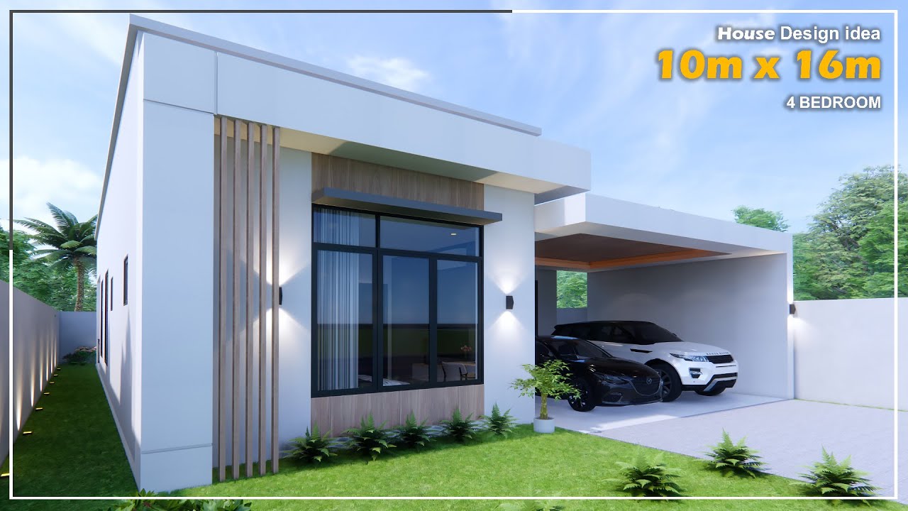 House design idea | Modern House | 10m x 16m (160sqm) | 4Bedroom