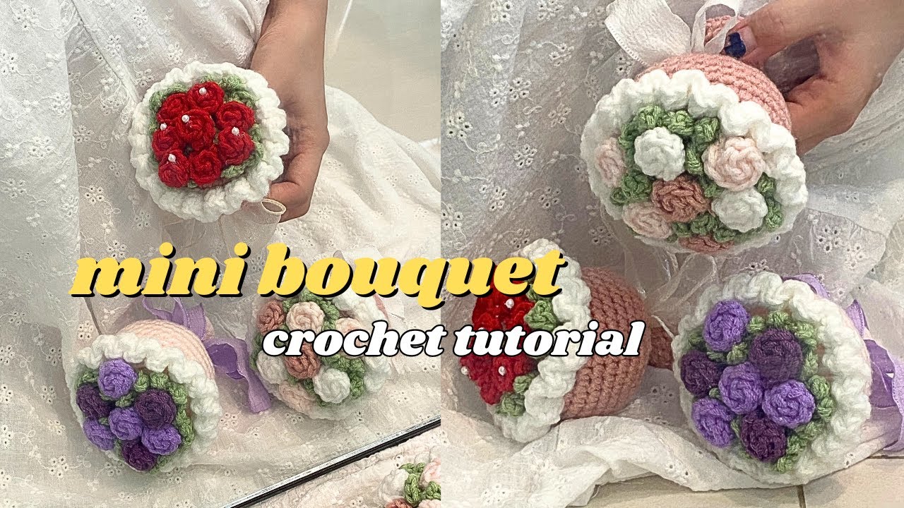 Make this for your girl ~~ Mini rose bouquet crochet tutorial - In-depth and beginner friendly