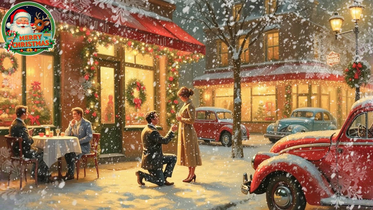 Best Classic Christmas Songs 🎄 Cozy 1950s Coffee Shop Vibes & Holiday Oldies