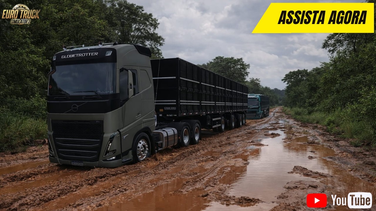 ETS2 -PASSANDO O MAIOR SUFOCO EM ESTRADA DE TERRA COM LAMA E ATOLEIRO GAMAPLAY REALISTA