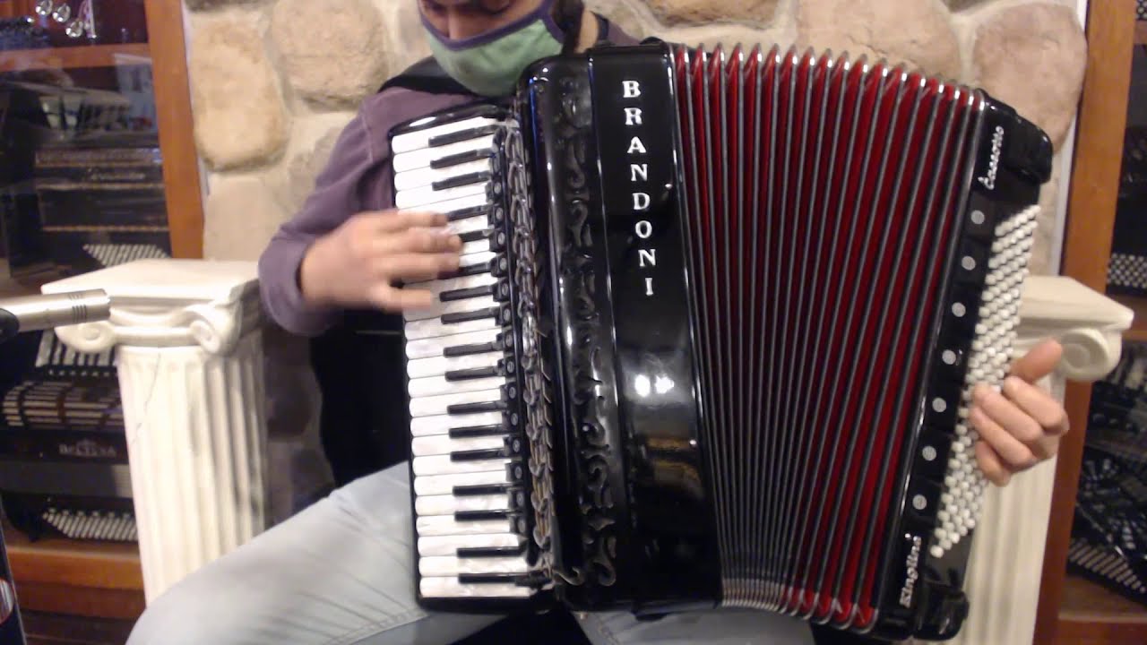 4595 - Black Brandoni 148CL Kingline Cassotto Piano Accordion LMMH 41 120 $7999