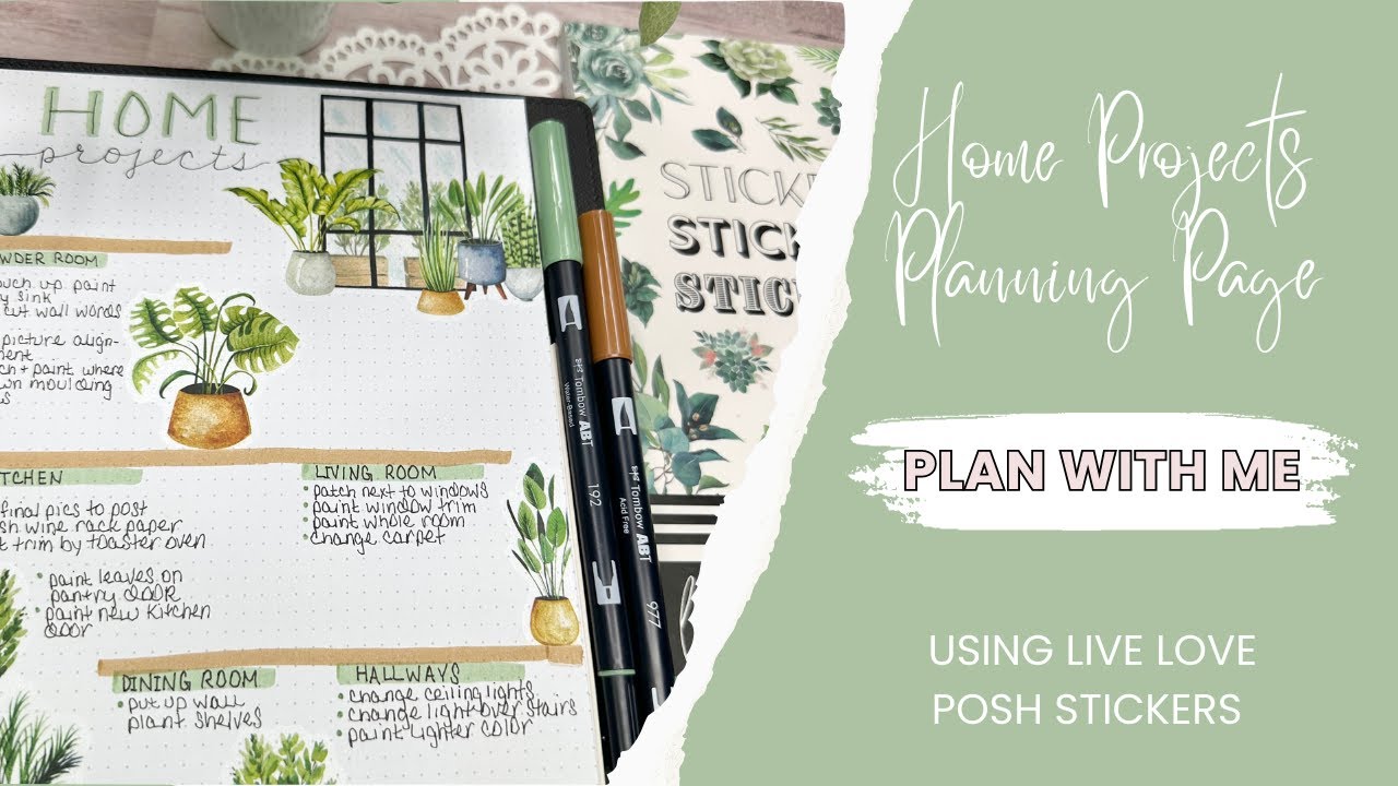 Home Projects Planning Page | Bullet Journal Style | Happy Planner | Live Love Posh Stickers