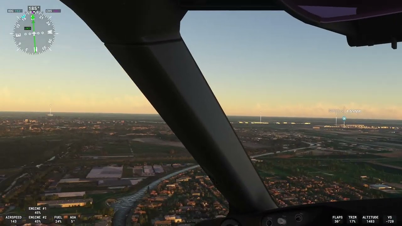 Beautiful Approach Scene RW18C  EHAM Amsterdam Airport Schiphol B787-10 #msfs #msfsxbox #planes