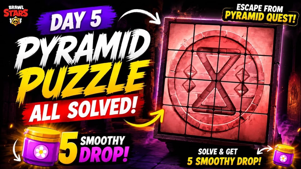 How to Solve Pyramid Quest Puzzle 5! || 🧩 Escape From Pyramid Quest Guide !#brawlstars#quest