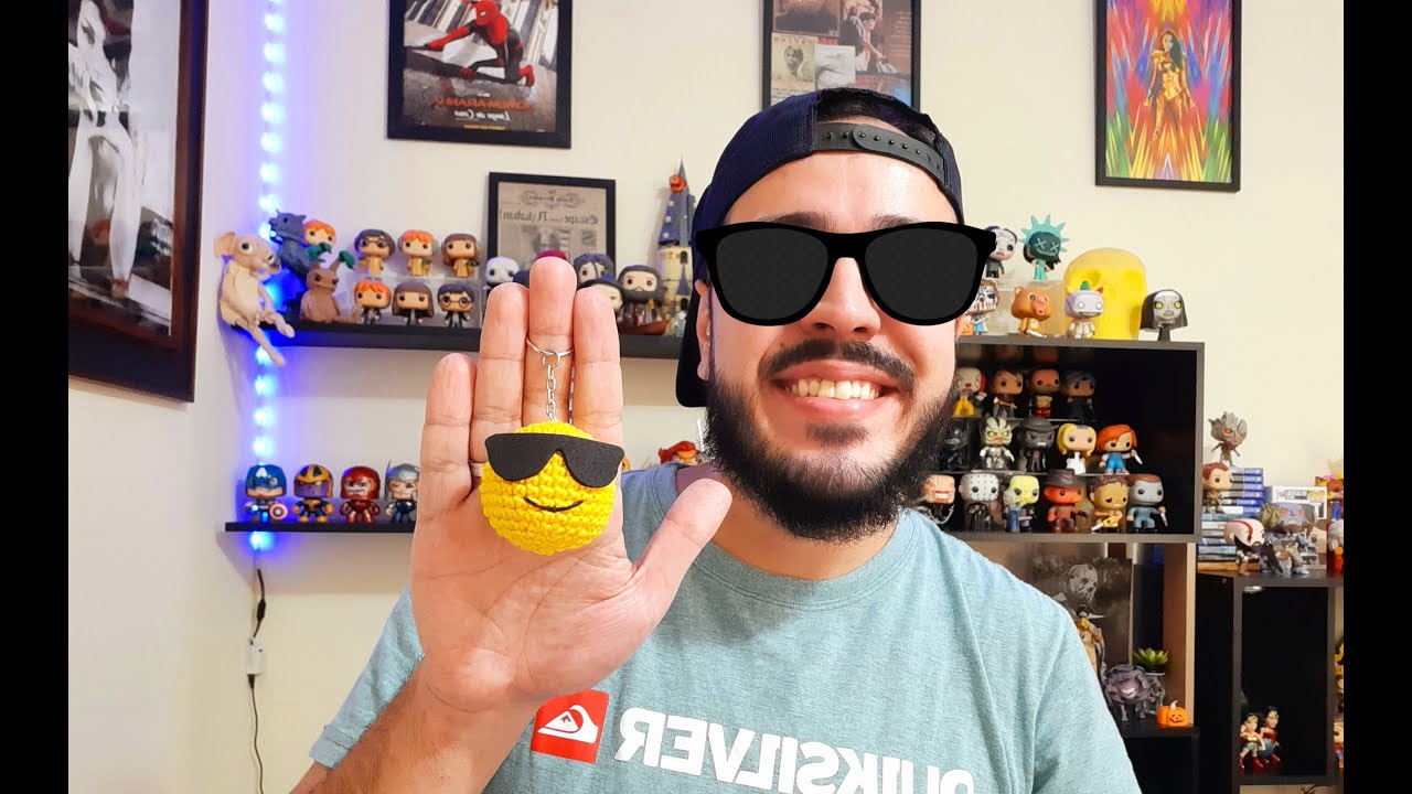 Chaveiro Amigurumi Emoji  😎😎😎 #tiagoamigurumi #croche #amigurumi #emoji