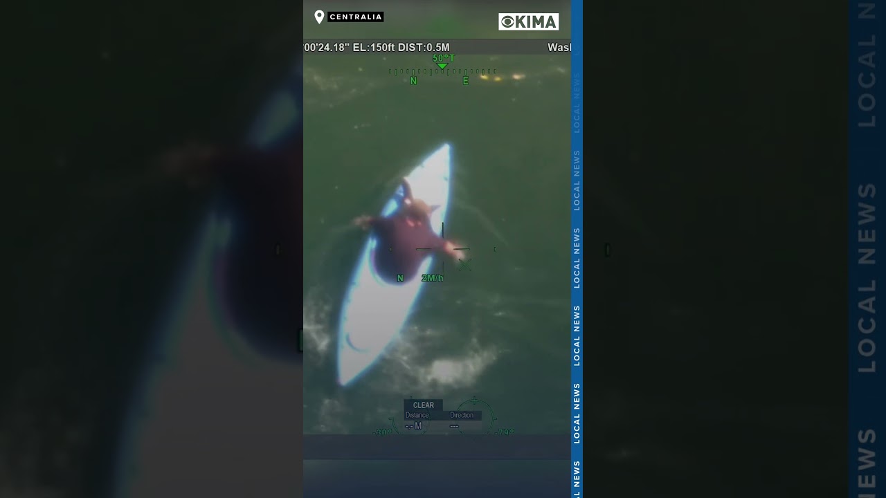 Aerial video of suspect attempting to flee in kayak after car theft