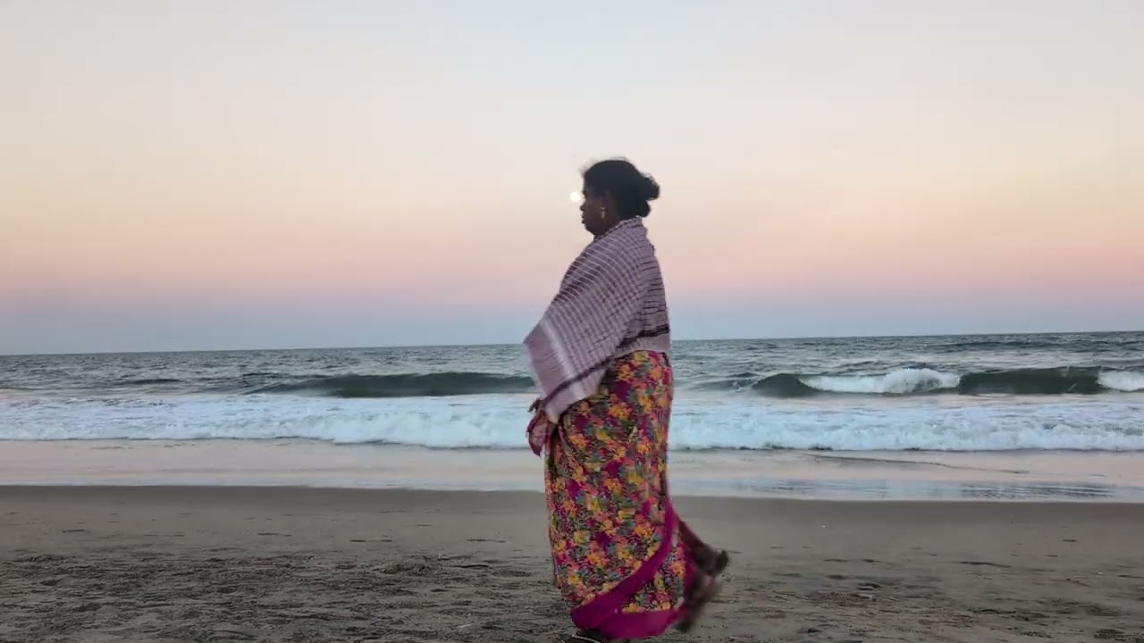 Full Moon Rising on the beach at Mahabalipuram Tamil Nadu, Southern India.