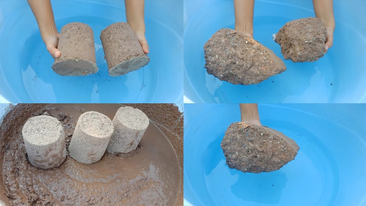 Red dirt cylinder wet crumbling+dry  floor crumbling. Asmr relaxing video