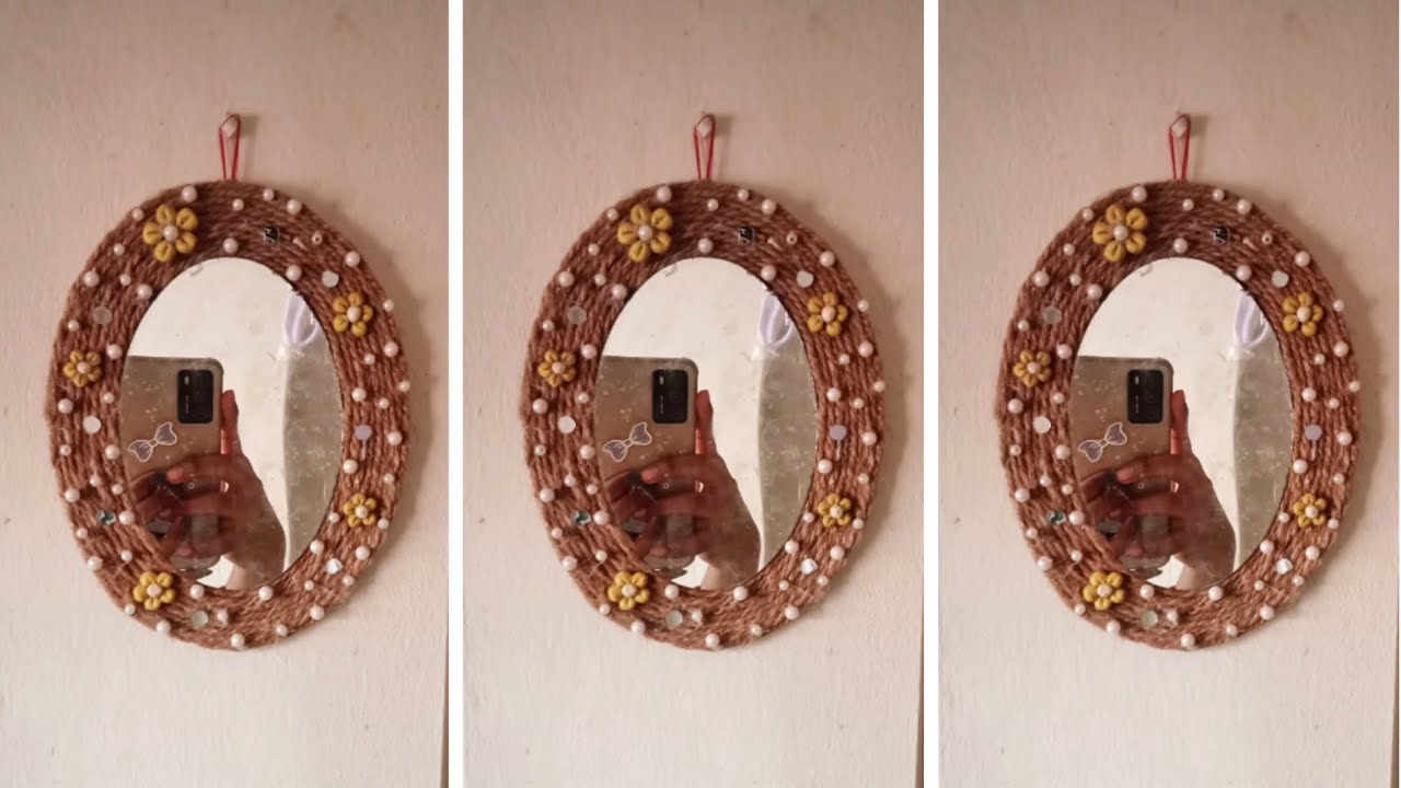 DIY mirror decor idea. Room decor idea.     Tumpa Handcraft .