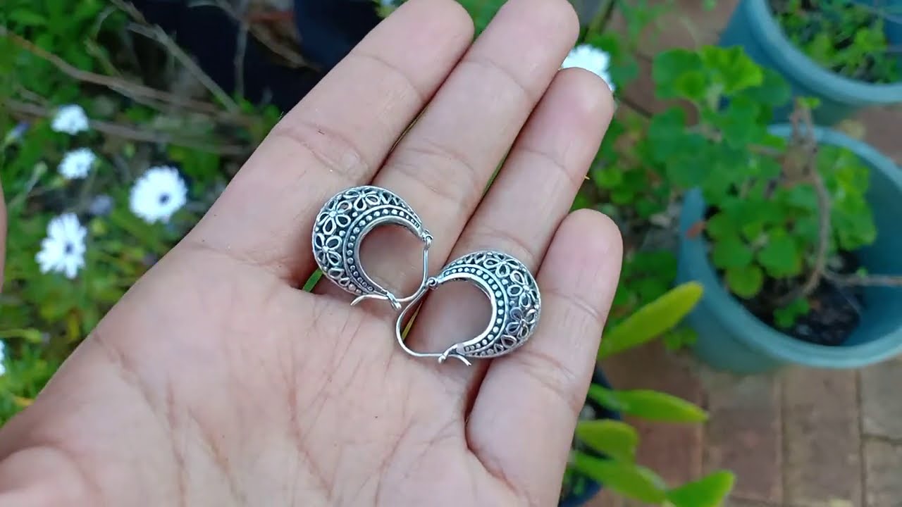 Sterling Silver Bali Design Hoop Earrings SE-411