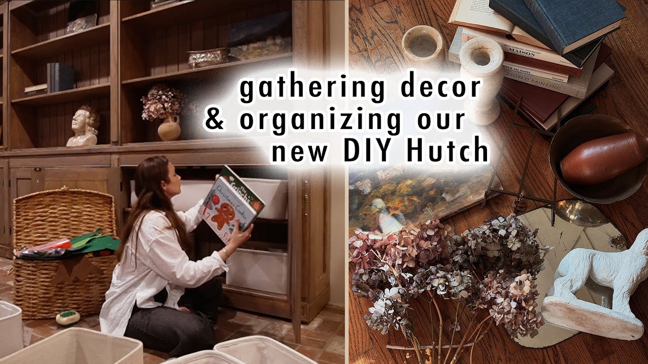 gathering decor for our DIY Hutch & cabinet organization | MaCenna Lee