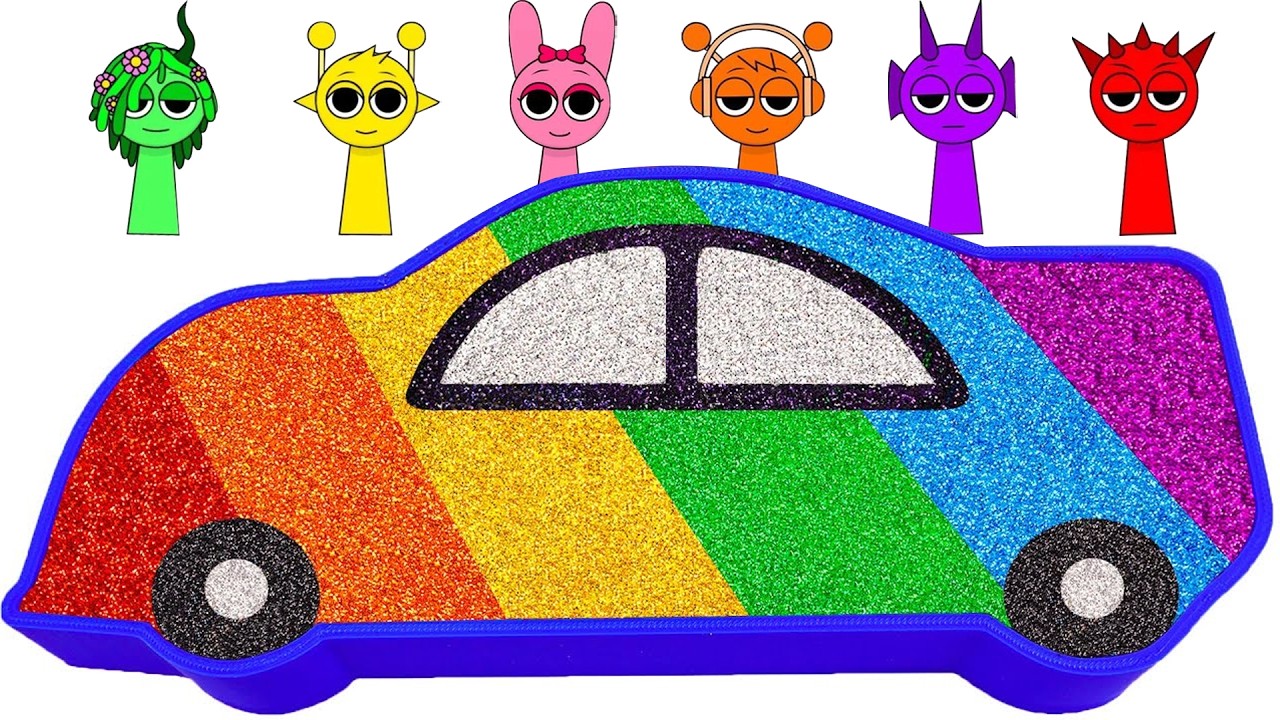 Video Menyenangkan | Cara Membuat Mobil Balap Pelangi dengan Slime Berkilau (ASMR)