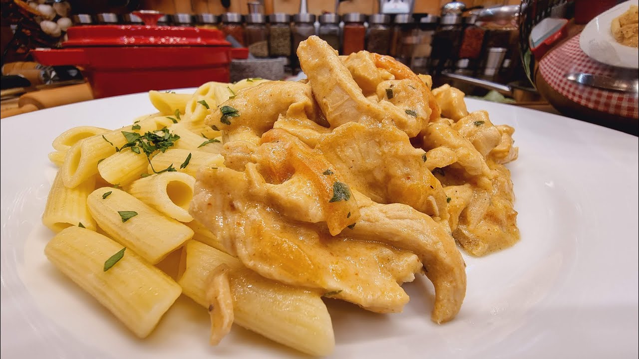 Eszterházy csirkemell tokány Pennével   🥘🍲🍝🧅🥕🧄@szokykonyhaja
