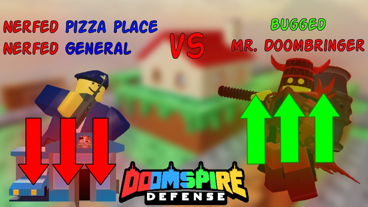 Solo Bugged Doombringer with Nerfed Pizza Place and General | Doomspire Defense Roblox