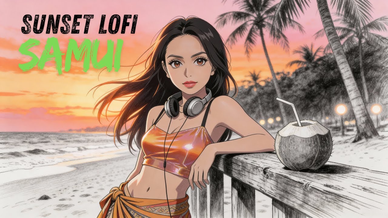 Chill Beats on a Tropical Beach | Relax, Study & Sleep Music 🌅✨ 3 Hours Thai LoFi Sunset