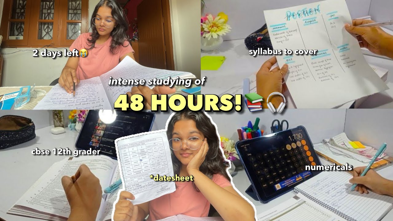 *INTENSE* 48 hour study vlog📚 aesthetic study vlog, cbse 12th grader, exam week, amy's frame