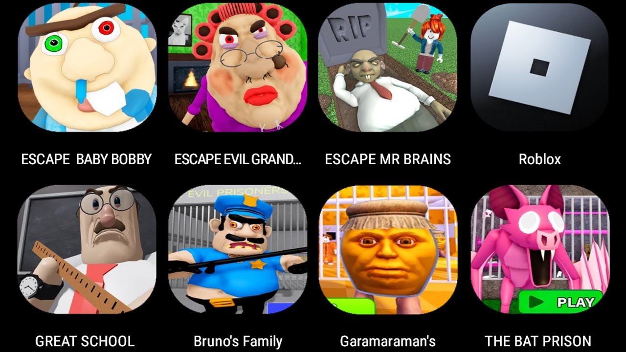 Escape Baby Bobby Daycare,ESCAPE EVIL GRANDMA,ESCAPE MR BRAINS WATERPARK,GREAT SCHOOL BREAKOUT...