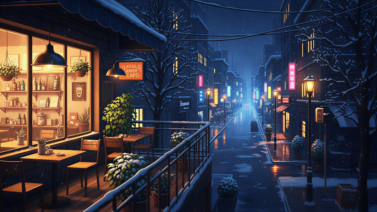 Lofi for Chill | Cozy City Night Snowfall | Relax, Study & Sleep