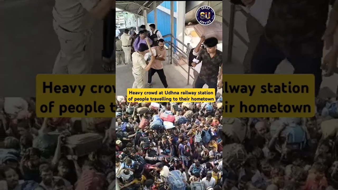 Heavy crowd of people travelling to hometown seen at Udhna railway station #news
